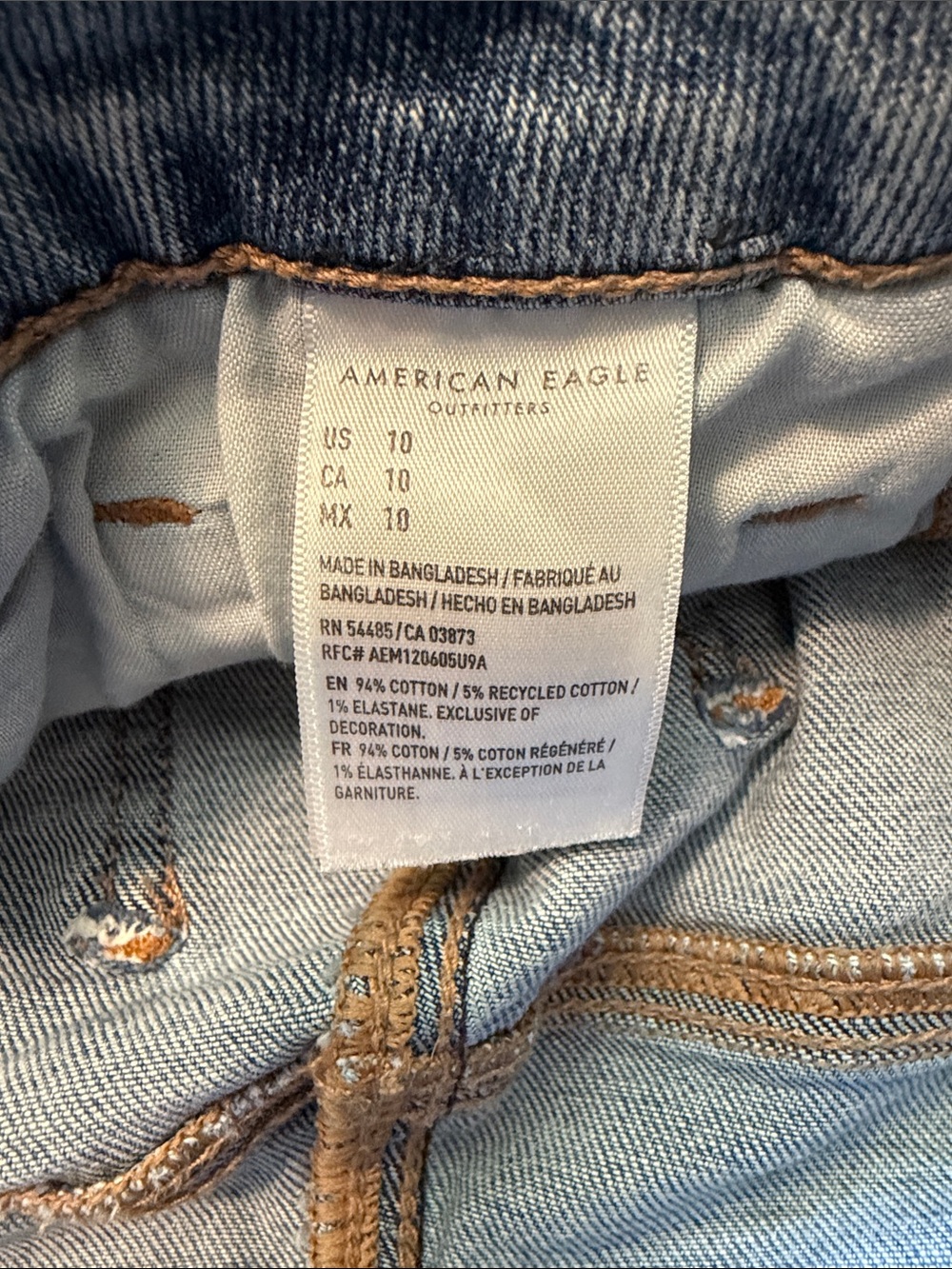 AE Light Blue High-Rise Stretch Jean Shorts size 10 - Picture 4 of 4